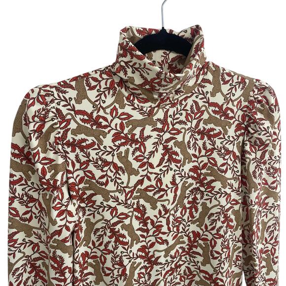 NWT Jude Connally Rae Turtleneck Top Jungle Cheetah Print in Cream Womens Small - Picture 2 of 7